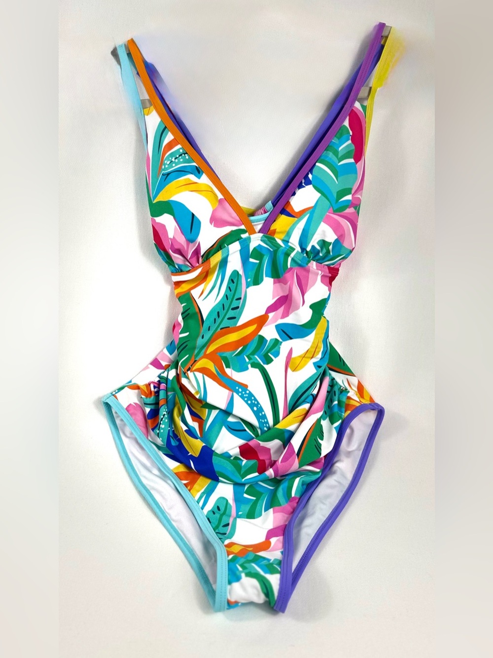 Cupshe Tropical Multi-Strap Criss Cross Back Ruched NWT
